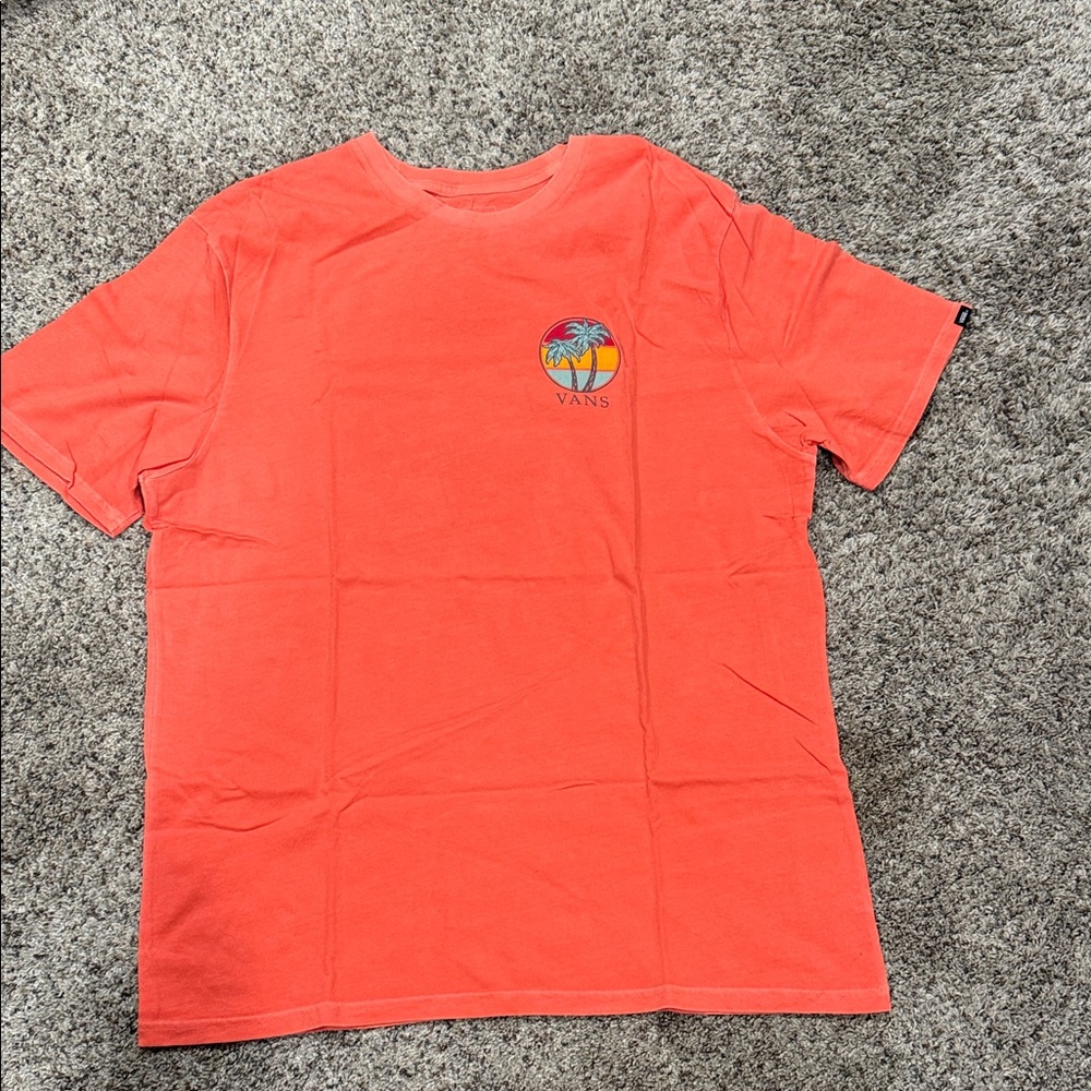 Vans Coral Orange Short Sleeve Tee with Palm Logo